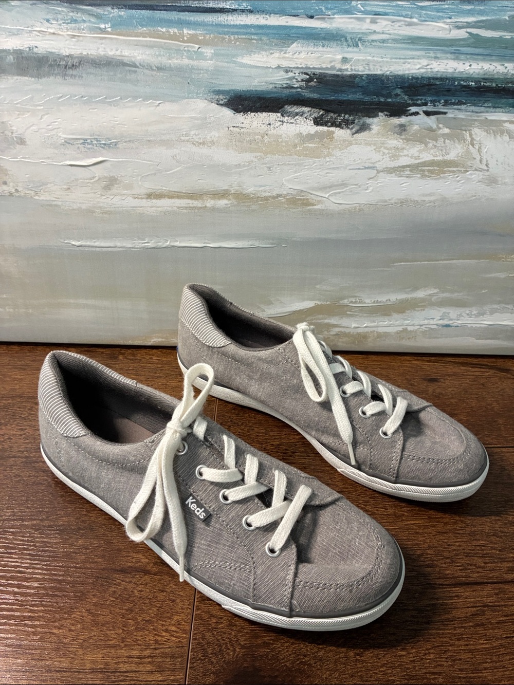 Keds Casual Women's Gray Canvas Lace-Up Sneakers